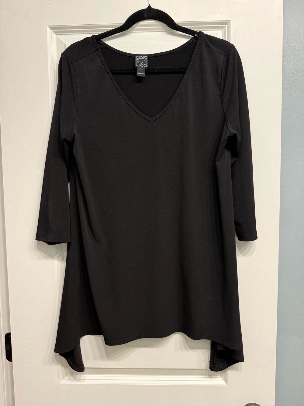 CLARA SUNWOO Black V-Neck A-Line Tunic
